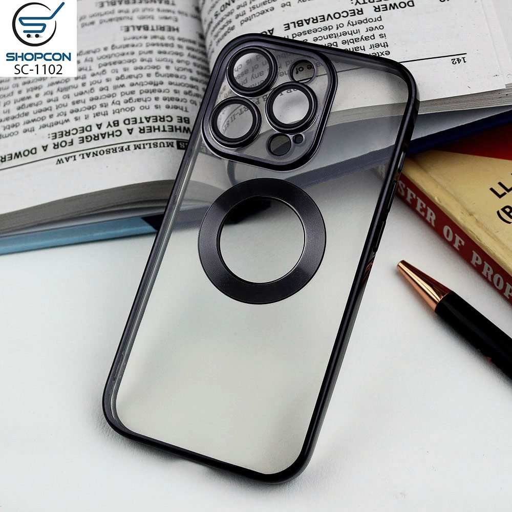 iPhone 14 Pro Case/Logo Hole/Camera Glass Protection/ Transparent Color Edges Cover/ Ring Case
