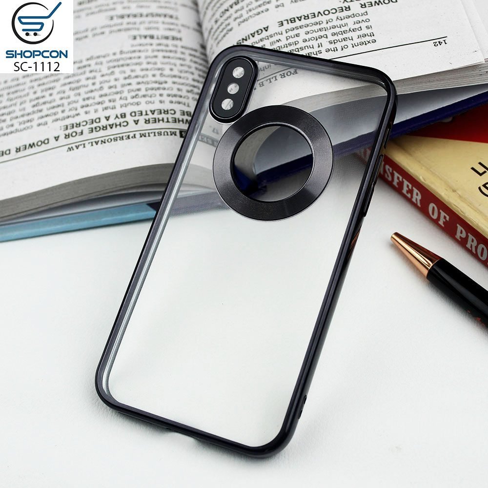 iPhone X Case/Logo Hole/Camera Glass Protection/ Transparent Color Black Edges Cover/ Ring Case