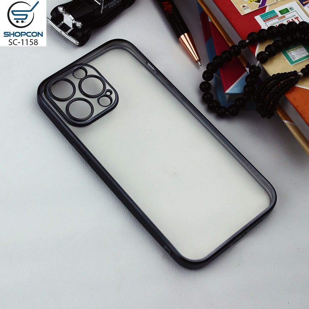 iPhone 14 Pro / J-Case / Black / Camera Protection / Soft Color Borders / Transparent Back / Mobile Cover