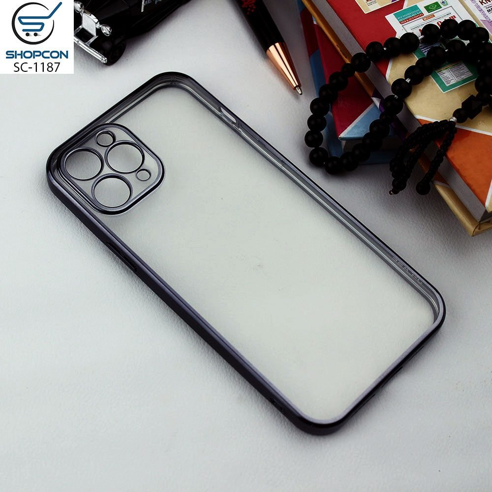 iPhone 11 Pro Max  / J-Case / Black / Camera Protection / Soft Color Borders / Transparent Back / Mobile Cover