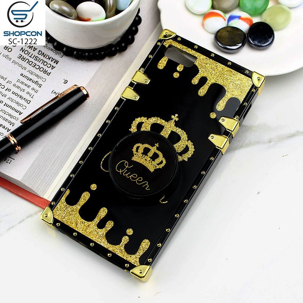 iPhone 7 / Queen Crown Case / Electroplating Borders / Square Trunk Case with Kickstand Holder / Mobile Cover