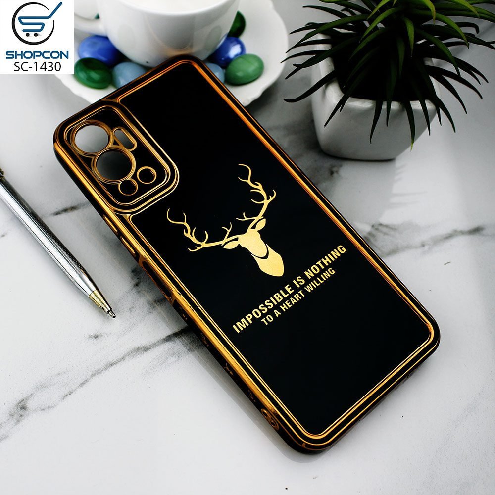 Inf Hot 12  / Black / New Color Silk Shine Deer Case / Electroplating Borders / Soft Case with Camera Protection / Mobile Cover
